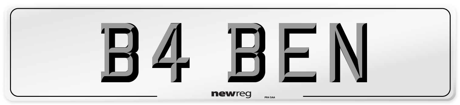 B4 BEN Number Plate from New Reg